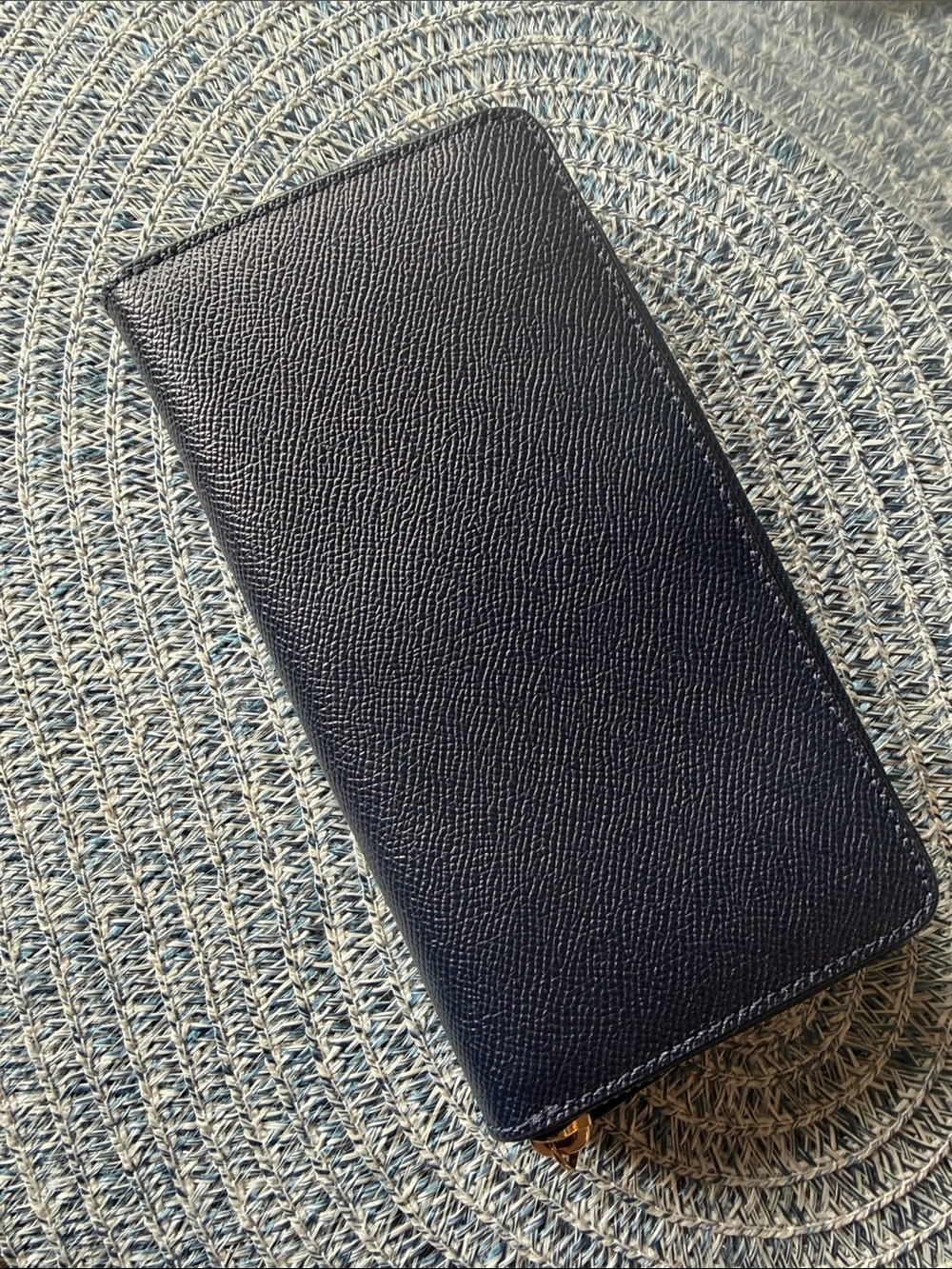 Coach Navy Textured Leather Zip Wallet with External Card Slot and Gold Logo - Picture 3 of 5